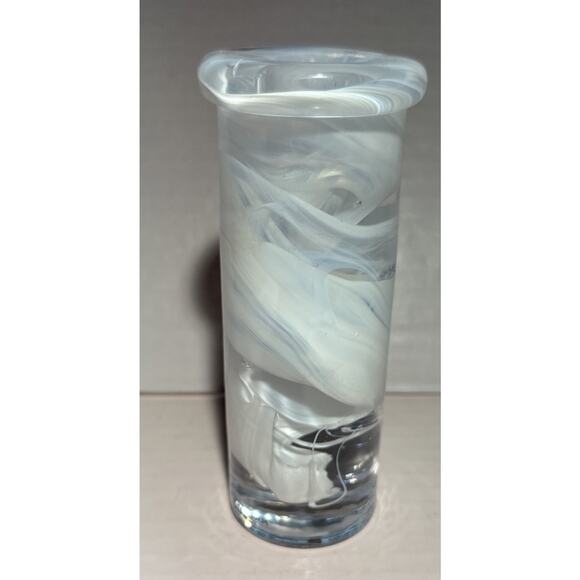 Kosta Boda White Atoll Candlestick Holder Vintage Art Glass MINT - Picture 2 of 7